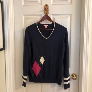 Lilly Pulitzer Argyle Navy sweater XL